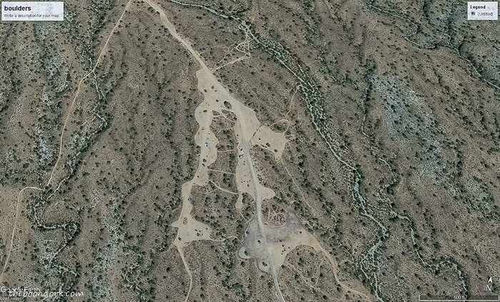 BLM desert boondocking area Satellite photo