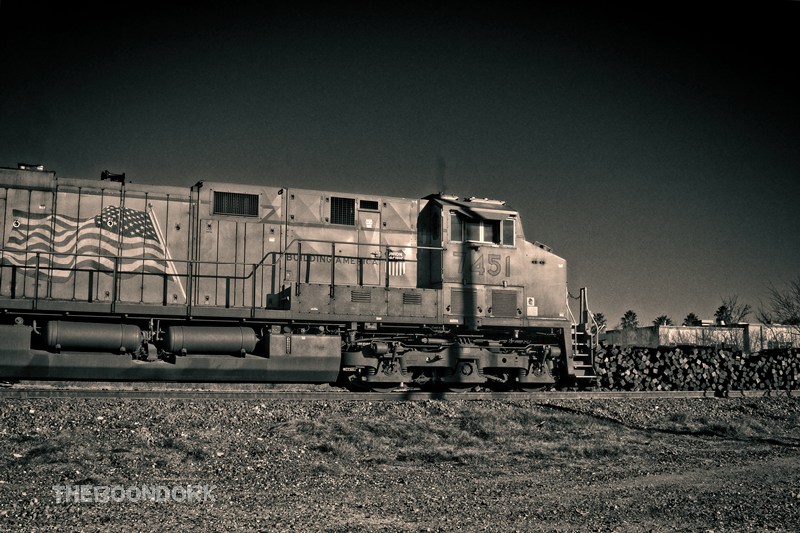 A passing freight train in del Rio Texas